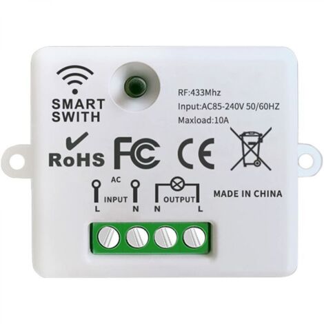 Interrupteur d'éclairage sans fil, contrôleur de récepteur relais 10A, installation facile, pour éclairage jusqu'à 1500W