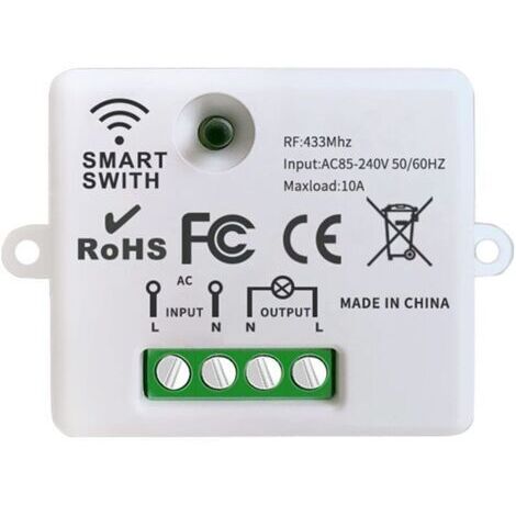 Interrupteur d'éclairage sans fil, contrôleur de récepteur relais 10A, installation facile, pour éclairage jusqu'à 1500W