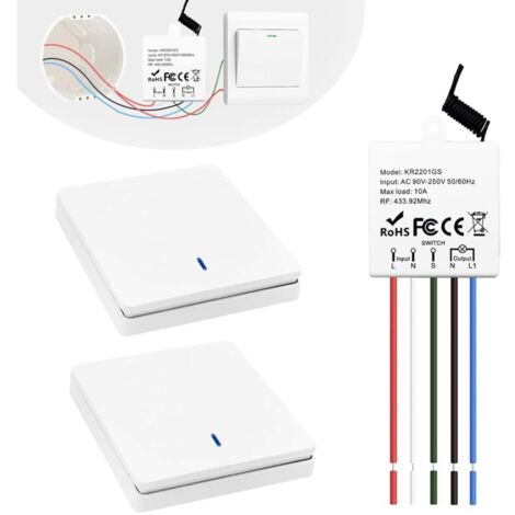 Interrupteur d'éclairage sans fil, émetteur radio mural 433mhz et contrôleur récepteur RF à relais 10A, Installation facile pour lampes jusqu'à 1500W, Mini Kit de bricolage interrupteurs de sécurité