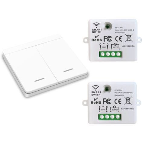 Interrupteur d'éclairage sans fil, interrupteur de sécurité de l'émetteur RF et contrôleur de récepteur 10A, installation facile pour lampe jusqu'à 1500W