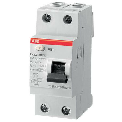 Interrupteur différentiel 25A 2P 30mA type A borne rapide FH202S ABB 444141