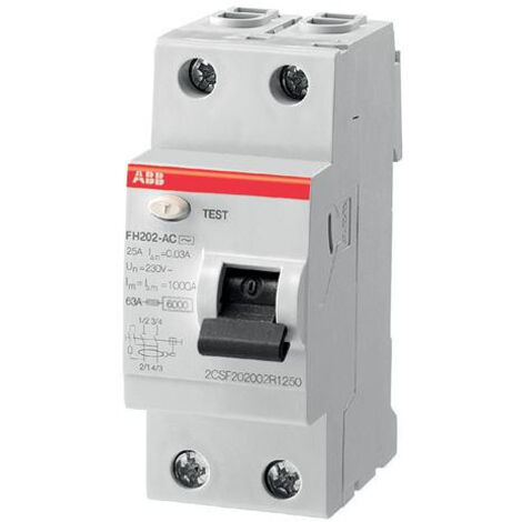 Interrupteur différentiel 25A 30mA Type Ac 2CSF202002R1250 ABB 443041