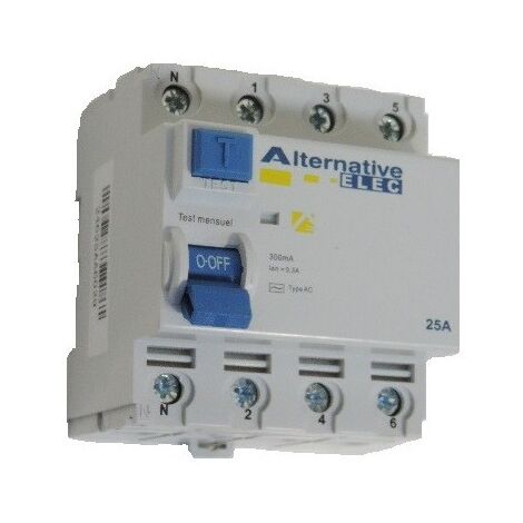 Interrupteur Différentiel Triphasé Type A 300 MA - 4P 63 A 400 V - Pour Installation Électrique Industrielle/Commerciale - 4 Modules DIN