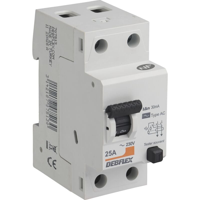 Debflex - interrupteur differentiel 2P 30MA 25A 2 modules type ac - 707513
