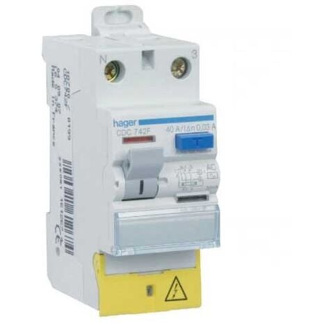 HAGER Interrupteur différentiel 40A 30mA type AC 230V - CDC742F