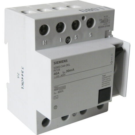 Interrupteur différentiel 4 pôles 30 mA 40 A Type AC - SIEMENS