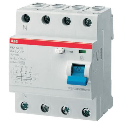 interrupteur différentiel - 4 pôles - abb f204 - 63a - 30 ma - type immunisé - abb 2csf204401r1630