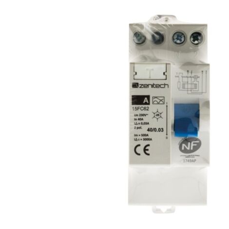 Interrupteur différentiel 40/2 30mA Type A NF - Zenitech