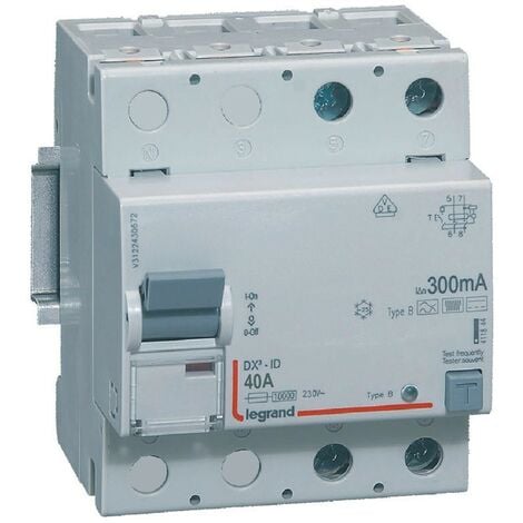 Interrupteur différentiel - 40A - 300mA - Type B - 230V - Vis/vis - Haut/bas