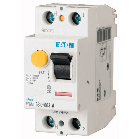 Interrupteur différentiel à vis 63A type A, PFGM, 30mA - EATON