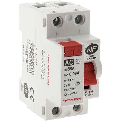 Interrupteur Différentiel 63A/30mA type A NF (EASY CONNECT) - Thomson