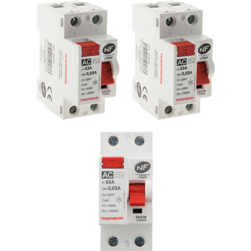 3 Interrupteurs différentiels à vis - 30mA type ac 63A nf Thomson