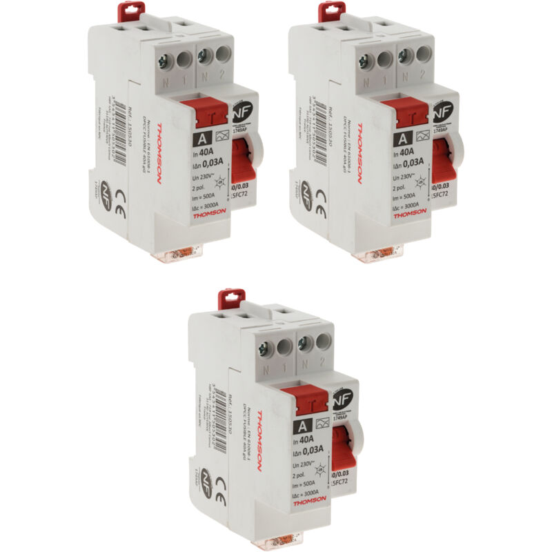 Thomson - 3 Interrupteurs différentiels à vis - 30mA type a 40A nf
