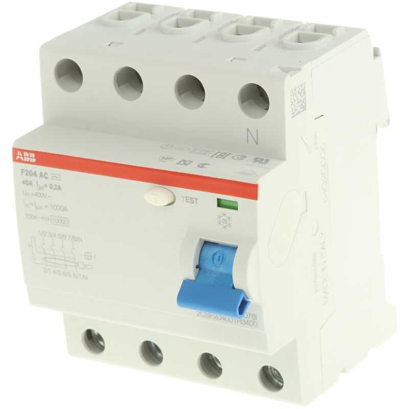 Interrupteur différentiel ABB F200, 4 Pôles, 40A, 300mA, Type ac ( Prix pour 1 )