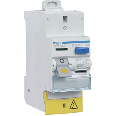 Interrupteur différentiel bipolaire avec vis 2x63 30ma  A cda765f - Hager