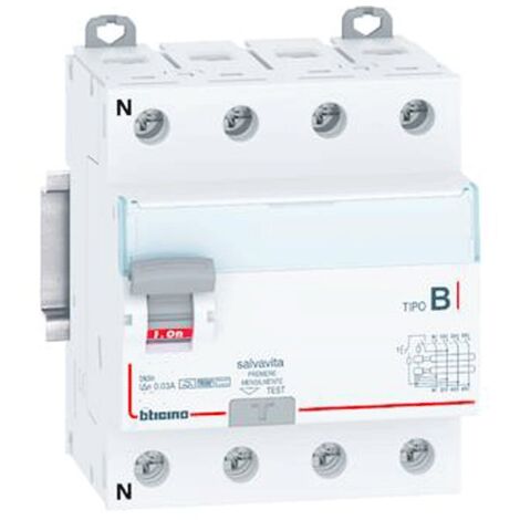 Interrupteur différentiel Bticino 63A 4 Pôles 300mA Type B 4 Modules G744B63