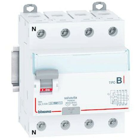 Interrupteur différentiel Bticino 63A 4 pôles 30mA Type B 4 modules G743B63