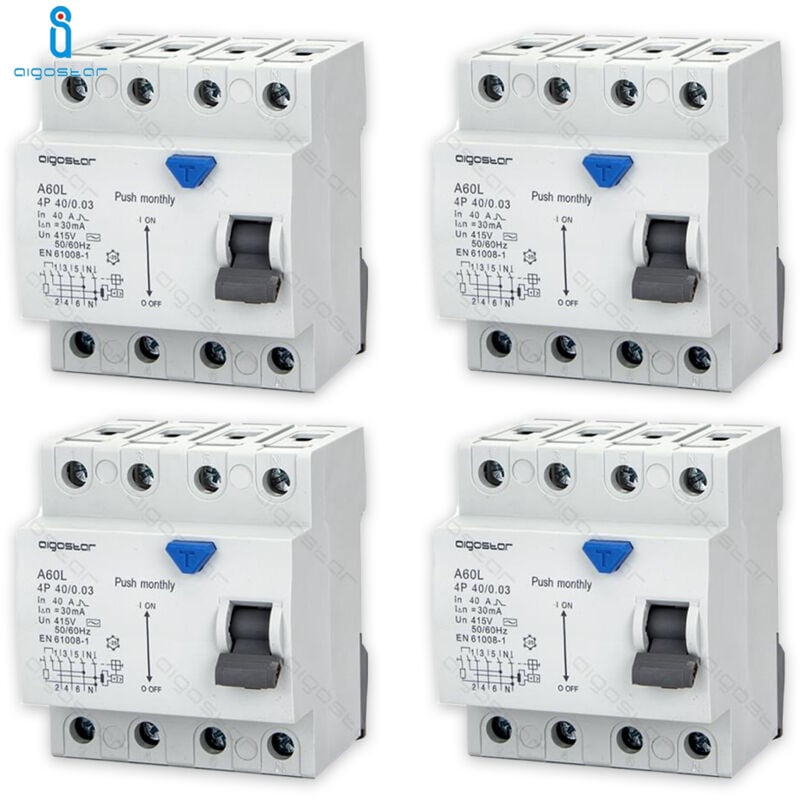 Aigostar - life-saving differential switch 40A 4P ac 30mA 415V 4 pieces