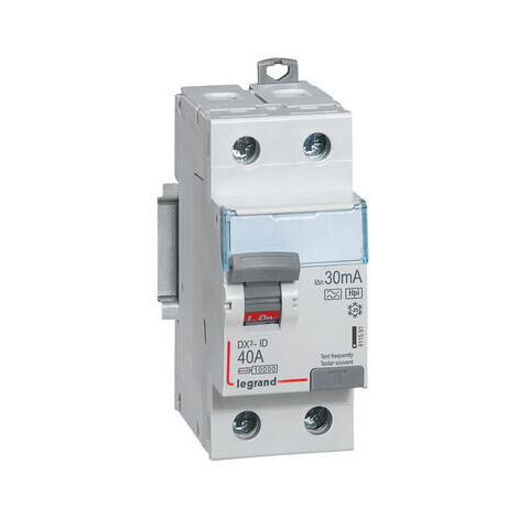 Interrupteur différentiel DX³-ID arrivée haute et départ bas à vis - 2P 230V 40A typeF 30mA - 2 modules - 411591 - LEGRAND