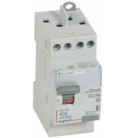 Interrupteur différentiel DX³-ID arrivée haute et départ haut à vis - 2P 230V 40A typeF 30mA - 2 modules - LEGRAND
