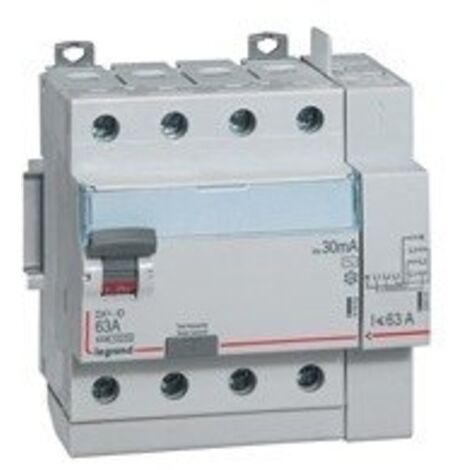 Interrupteur différentiel DX3-ID 4 Pôles 400V 63A Type AC 30mA 5 modules LEGRAND 411653