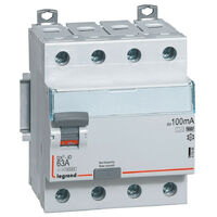 INTERRUPTEUR DIFFERENTIEL DX3 TETRAPOLAIRE 63A 100MA TYPE F LEGRAND 411699