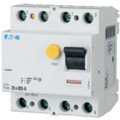 Interrupteur différentiel Eaton Eaton Moeller, 4 Pôles, 25A, 30mA, Type A ( Prix pour 1 )