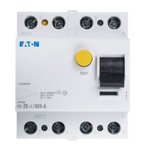 Interrupteur différentiel Eaton PXF-A, 3P+N Pôles, 25A, 30mA, Type A ( Prix pour 1 )
