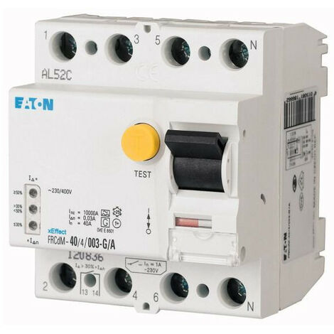Interrupteur différentiel Élec. FRCdM 30mA 4P Type G/A 80A 000168634 EATON FRCDM 80/4/003 G/A