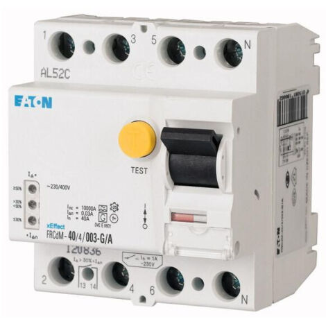 Interrupteur différentiel Élec. FRCdM 30mA 4P Type G/A 80A 000168634 EATON FRCDM 80/4/003 G/A