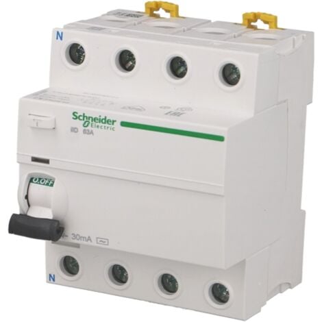Interrupteur différentiel modulaire tétrapolaire Schneider Acti9 iID 63A / 30mA type AC