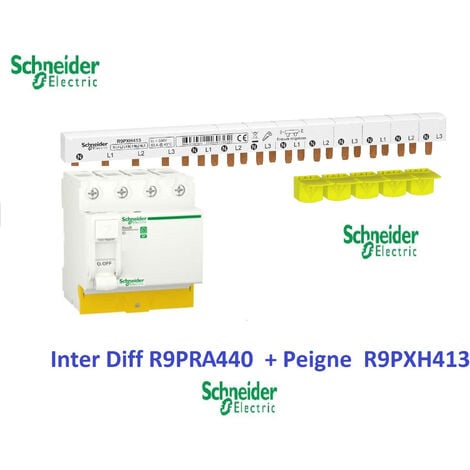 Schneider - Resi9 XP - disjoncteur différentiel - 1P+N - 10A - 30mA -  courbe C - type Fsi - Réf : R9PDCF10