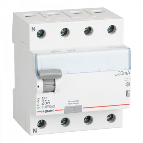 Interrupteur Différentiel TX³ Industriel 4P-30mA Class AC 25-40A 10kA LEGRAND 403004 25 A