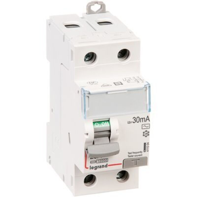 Legrand - Interrupteur différentiel DX³-ID arrivée haute et départ bas à vis - 2P 230V 25A typeAC 30mA - 2 modules