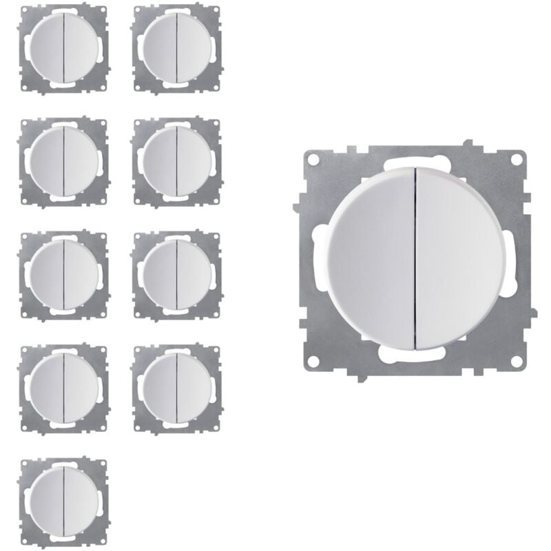 Interrupteur double, 1 voie (lot de 10) - blanc