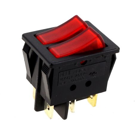 Interrupteur double 6 cosses rouge pour Radiateur Calor