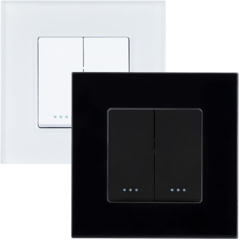 Interrupteur Double avec Plaque PC Modern Noir