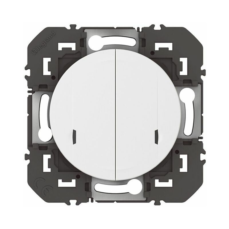 Interrupteur double connecté Dooxie with Netatmo Legrand Compatible toute charge - 2x250W - Blanc - Sans plaque - Blanche
