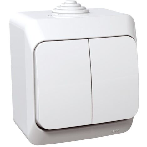 Interrupteur double étanche blanc IP44 16A Cedar Plus WDE000550 Schneider Electric