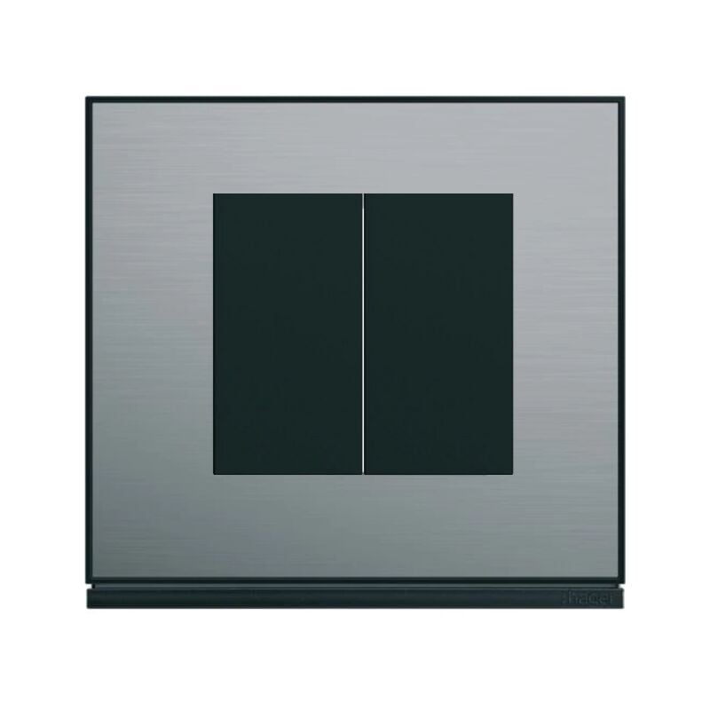 Hager - interrupteur double gallery finition acier/ noir gal-int-d-aci-n