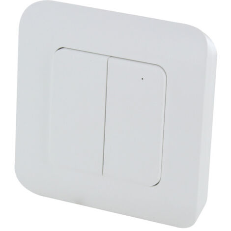 Interrupteur double sans fil 433 MHz – Compatible DiO Hub – Installation intérieure facile – PVC blanc pour éclairage moderne
