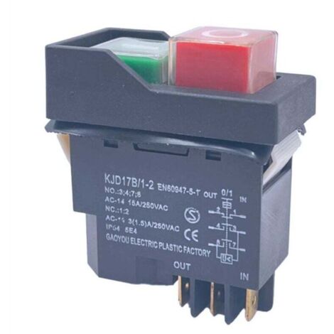 Interrupteur Électromagnétique 6 Broches 15A 250V AC IP55 Sécurité Étanche Bouton-Poussoir Équipement