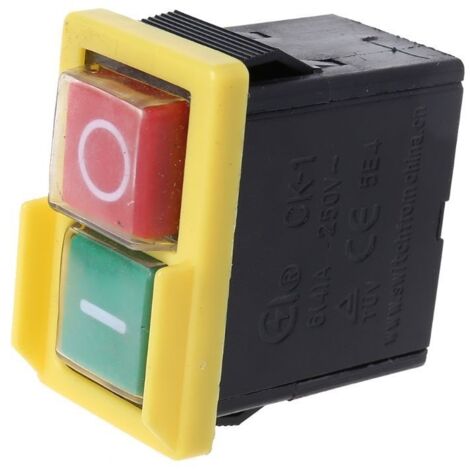 Interrupteur Électromagnétique KJD12-14 16A 250V - Contacteur Autobloquant 2kW Base Noire Couvercle Jaune - Maintien Magnétique Consommation Nulle