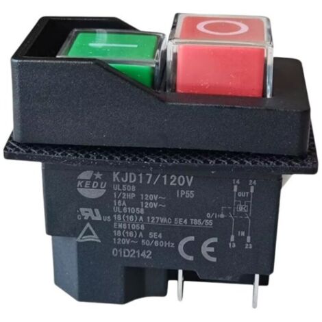 Interrupteur électromagnétique KLD-28A 5 broches 16A 250V, contacteur de moteur industriel haute puissance autobloquant de 5 kW, interrupteur à verrouillage magnétique sans alimentation.