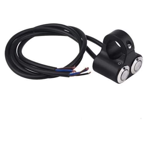 Interrupteur en alliage d'aluminium pour guidon de vélo électrique de moto de 22 mm avec bouton autobloquant interrupteur deux en un (un) (type autobloquant à lumière bleue)
