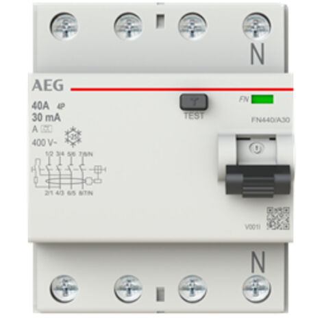 Interrupteur et disjoncteur aeg fn440/a30 4 pôles 30 mA