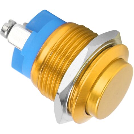 Interrupteur étanche en acier inoxydable 16mm, bouton-poussoir auto-rétablissement, contact normalement ouvert, 220V, couleur jaune