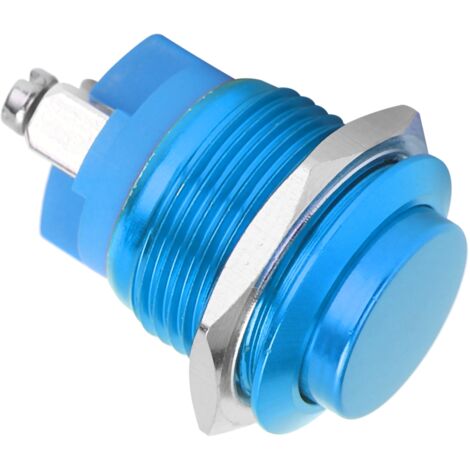 Interrupteur étanche en acier inoxydable 16mm, bouton-poussoir auto-rétablissement normalement ouvert, 220V, couleur bleu