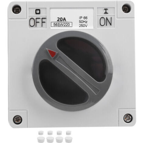 Interrupteur étanche extérieur avec protection anti-poussière, boutons rotatifs et voyants - 250V 2P20A