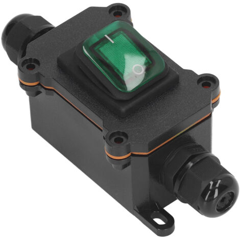 Interrupteur étanche IP65 bouton poussoir vert extérieur avec câble 4 broches 2 positions